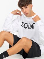 Sudadera blanca Squat 100% algodón con logo en el pecho.